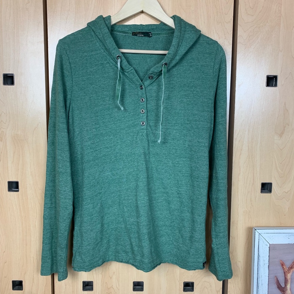 PRANA hooded button popover sweatshirt